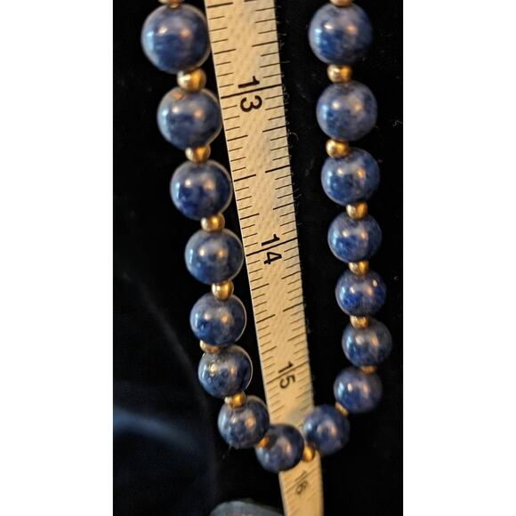 Lapis Lazuli 30" Strand 8mm Beads W/ Gold Tone Spacer Beads - Picture 4 of 6